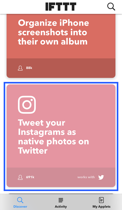 InstagramとTwitterを連携するアプレット